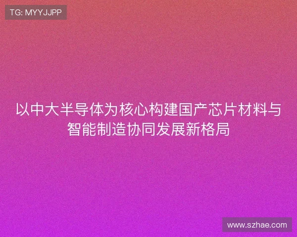 以中大半导体为核心构建国产芯片材料与智能制造协同发展新格局